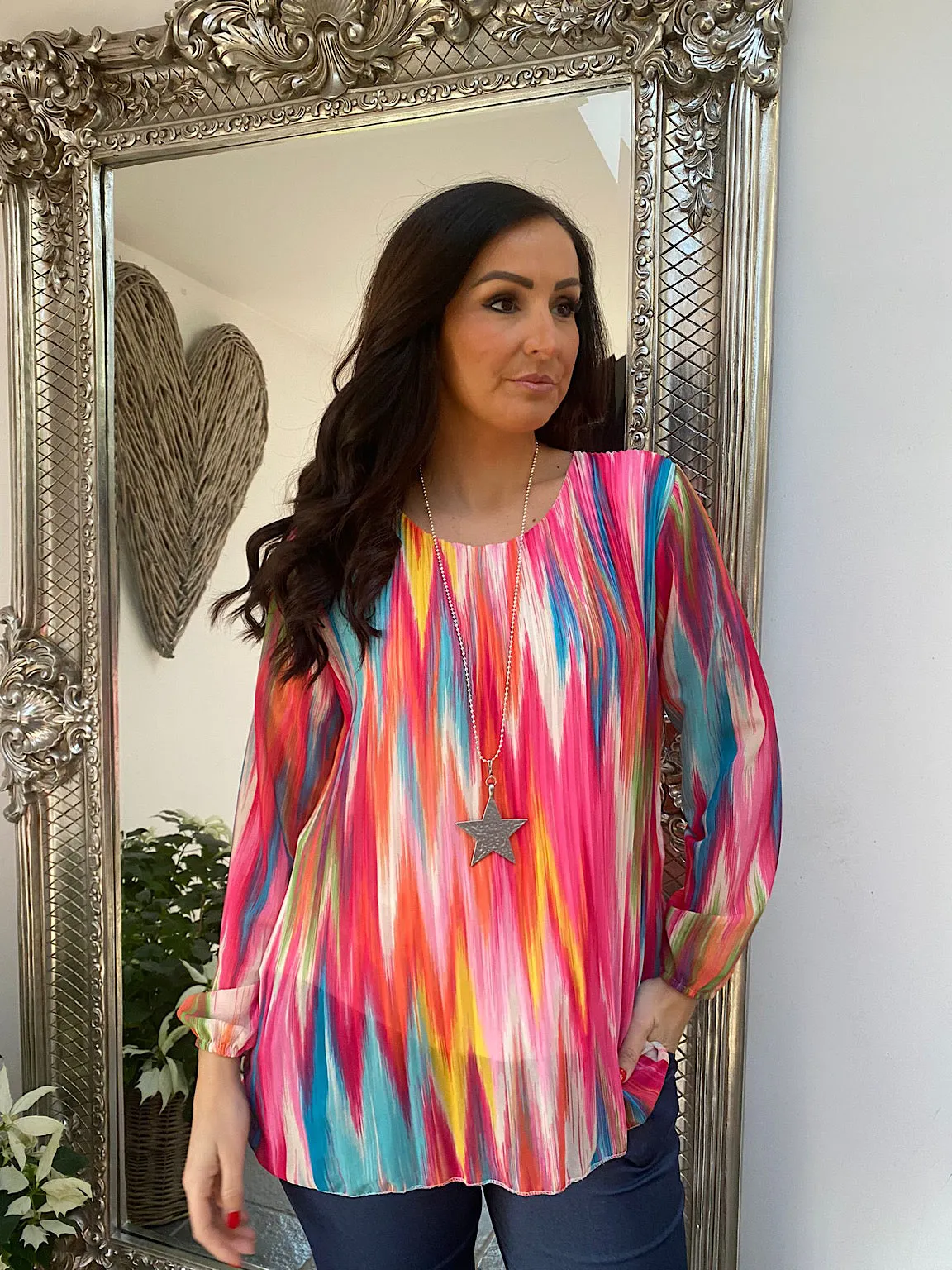 Colourful Pleated Blouse Tanya