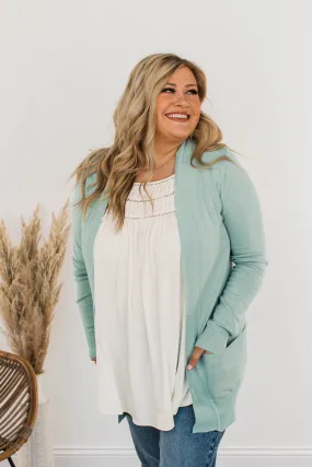 Comfortable With Myself Knit Cardigan- Mint