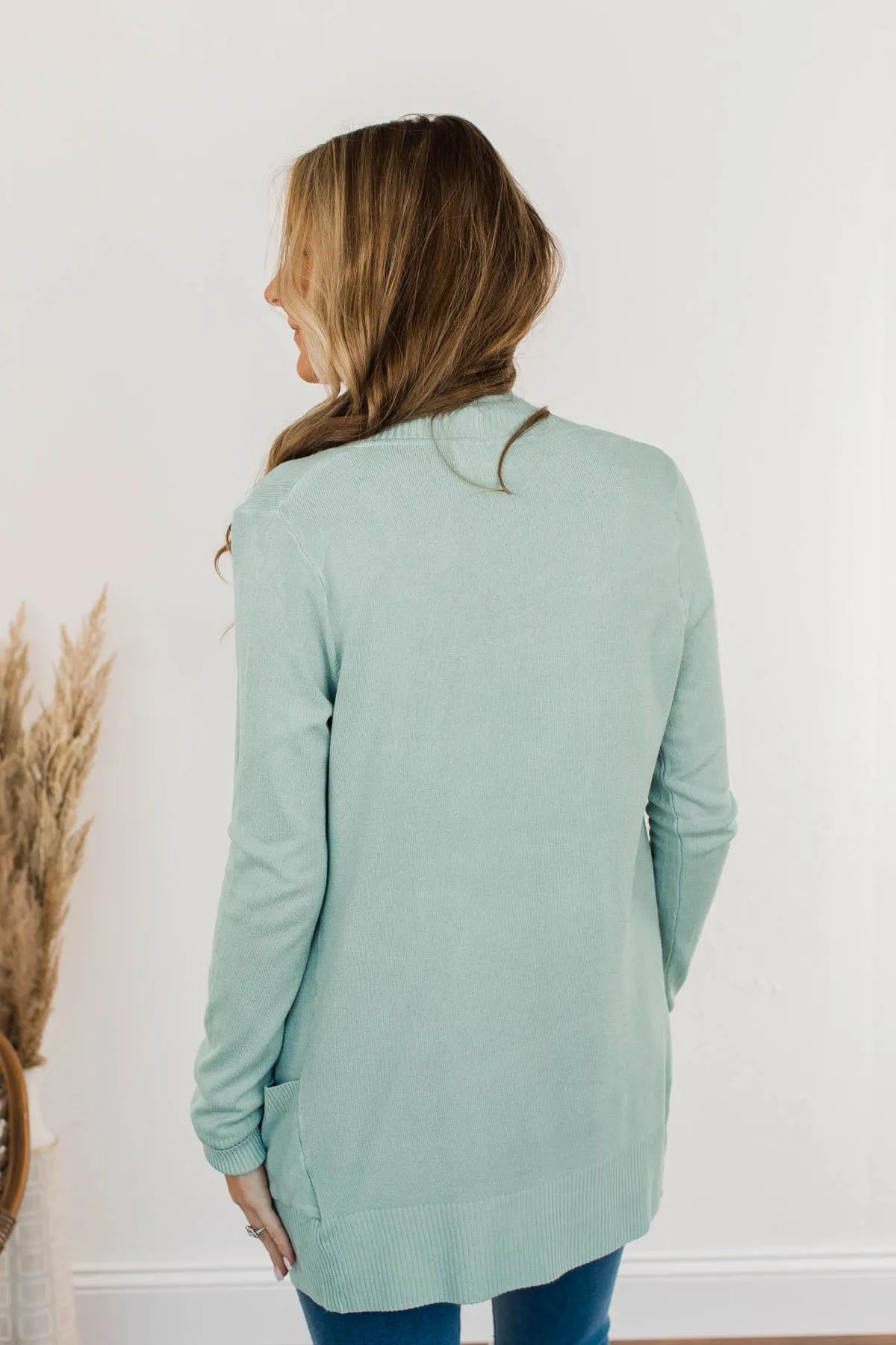 Comfortable With Myself Knit Cardigan- Mint