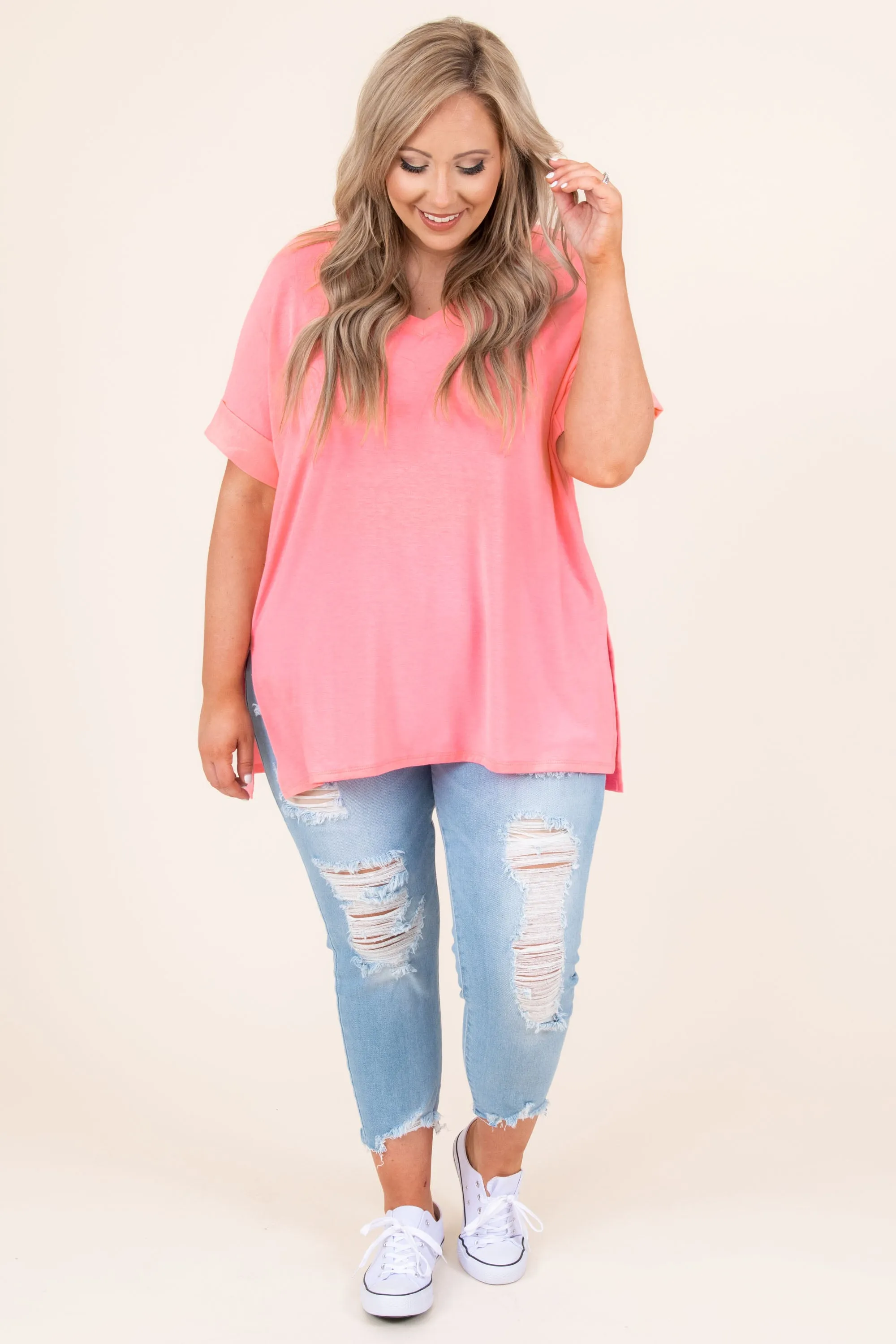 Comfy Travels Top, Bright Pink