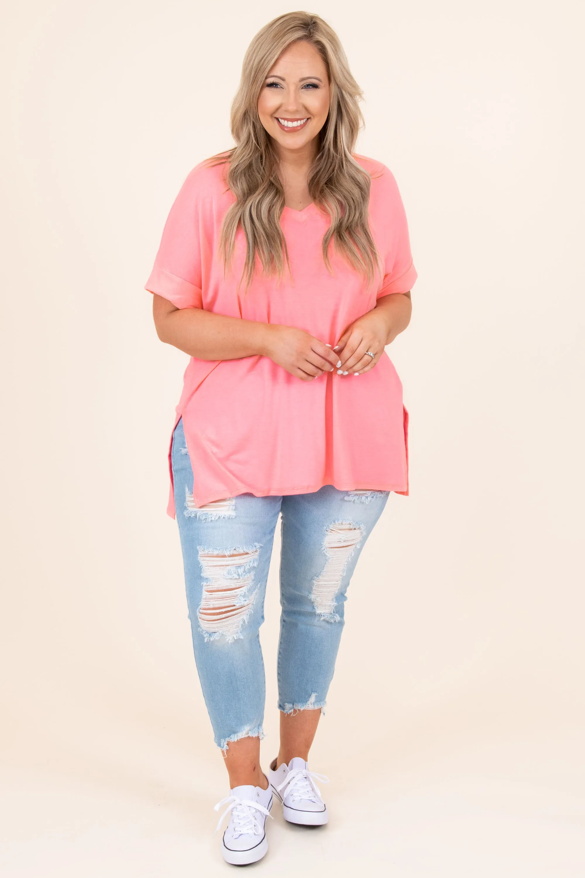 Comfy Travels Top, Bright Pink