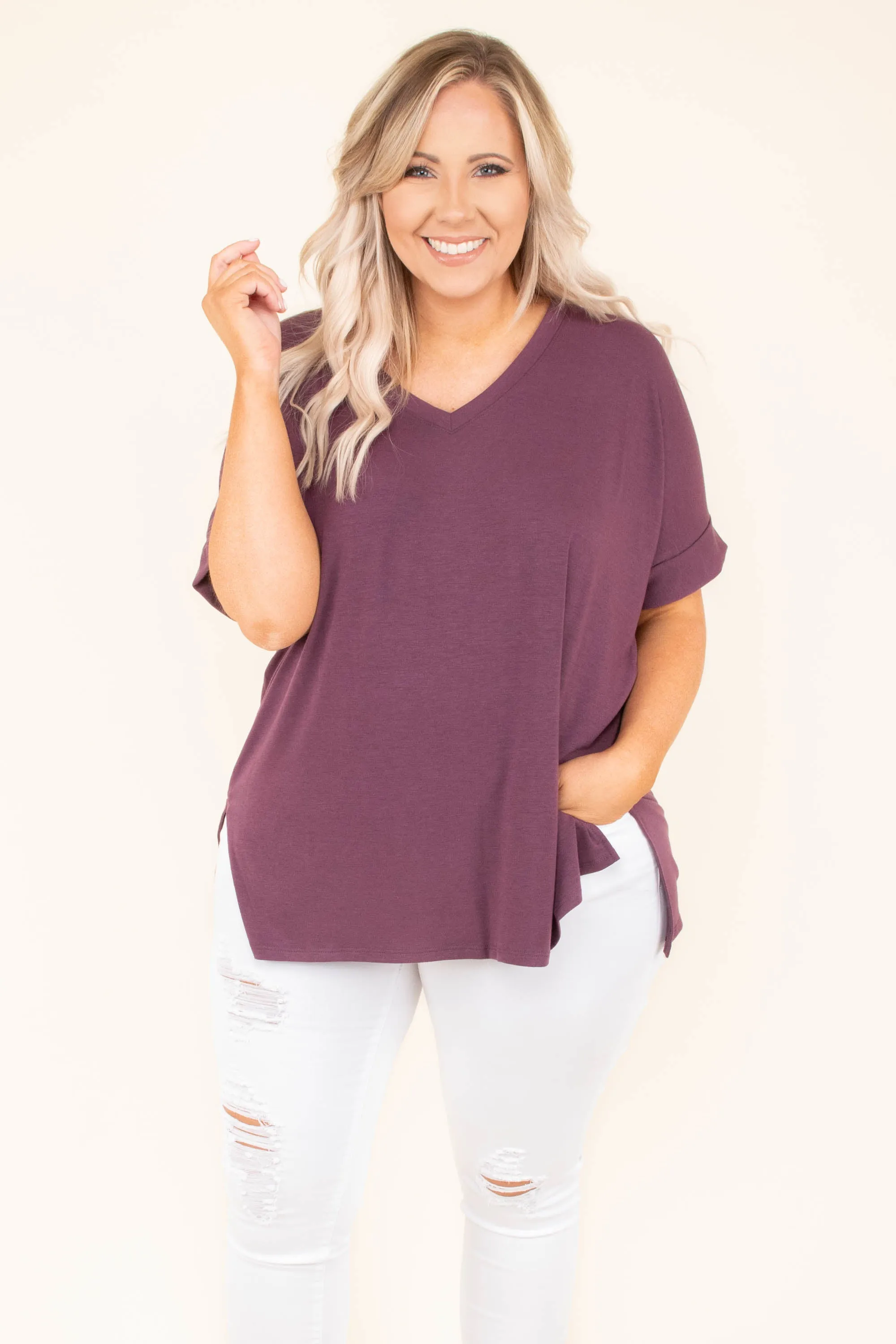 Comfy Travels Top, Eggplant