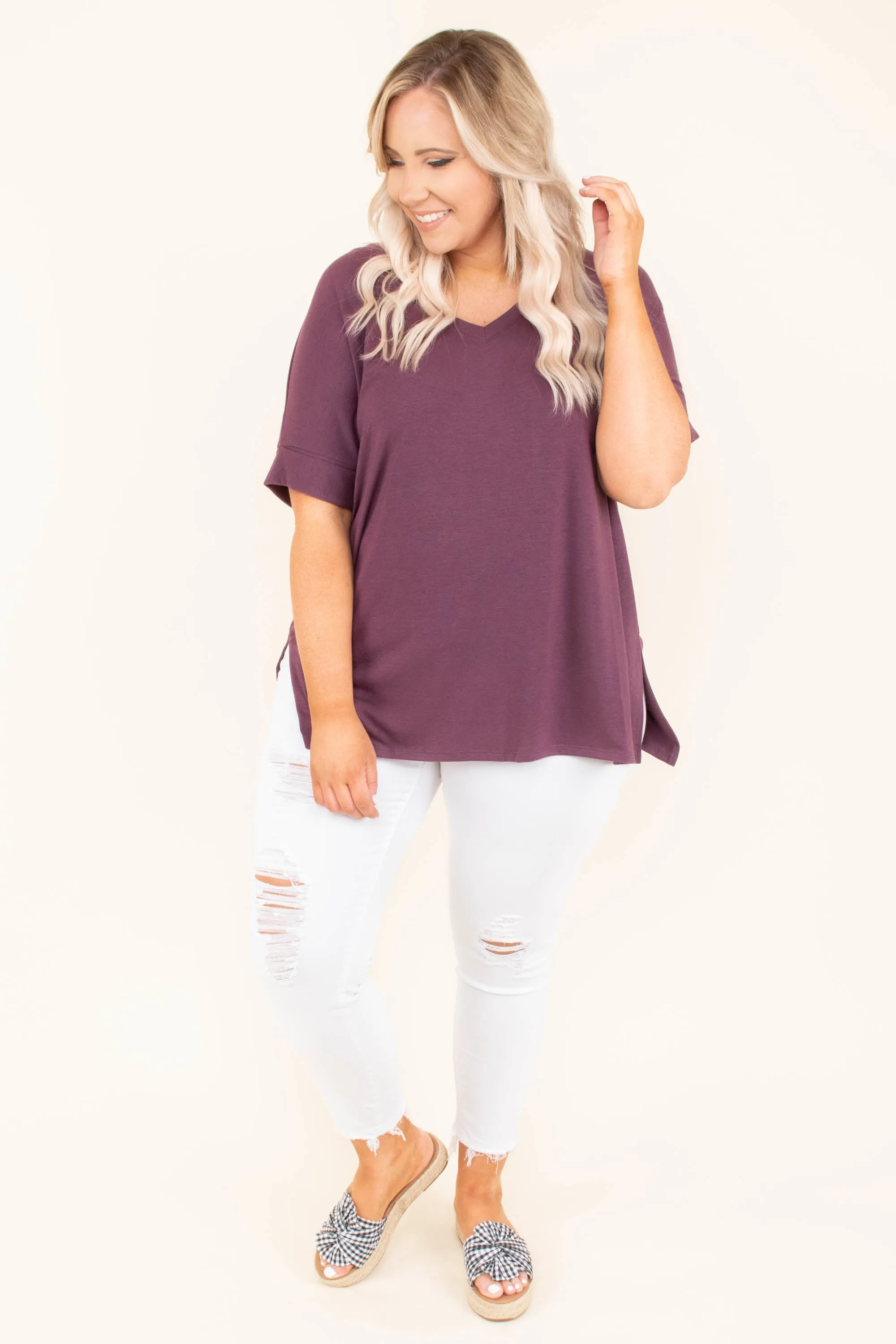 Comfy Travels Top, Eggplant