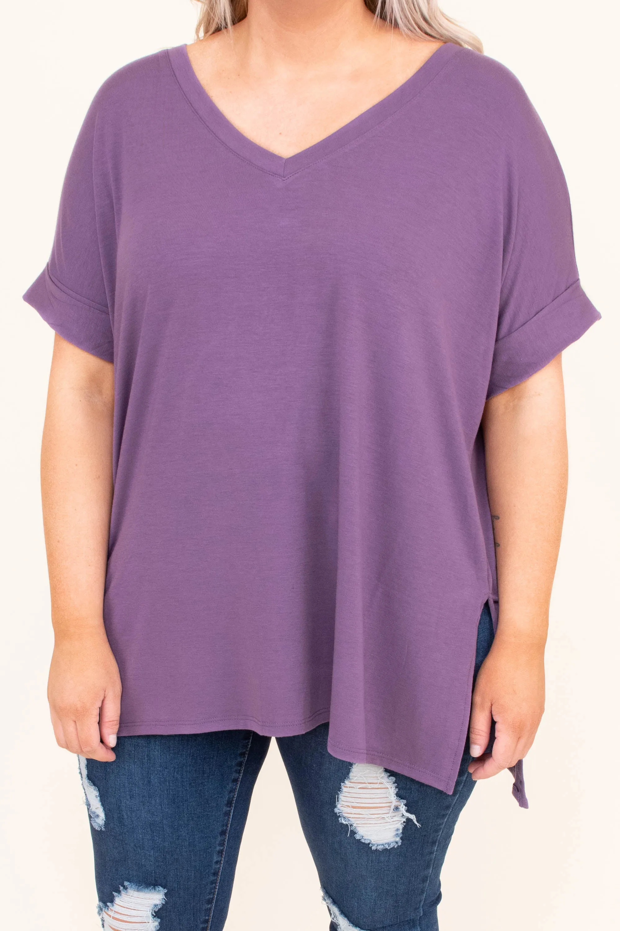 Comfy Travels Top, Lilac Grey