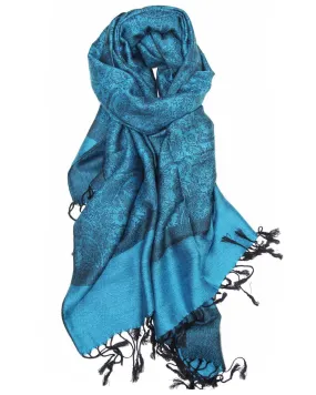 Cyan Paisley Rave Pashmina