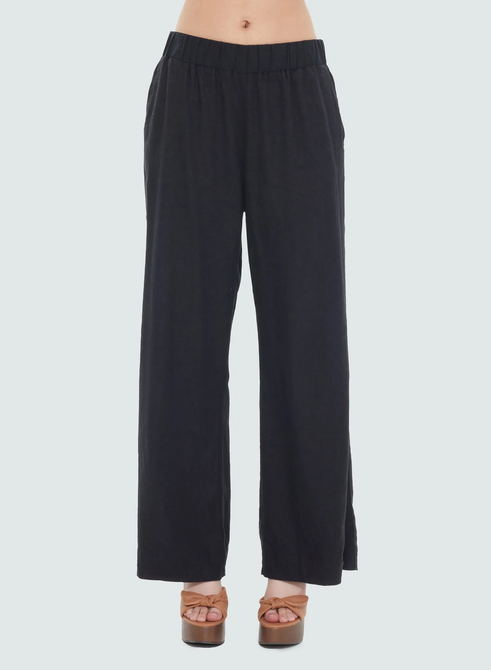 Dex Plus Elastic Wide Leg Pant In Black