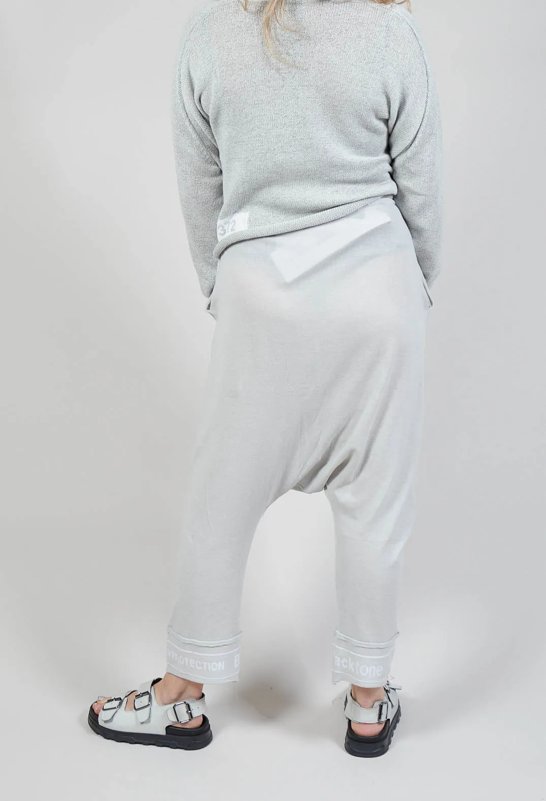 Drop Crotch Trousers in Grey Jacquard