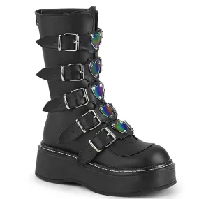 Emily-330 5 Buckle Blk Vegan Le