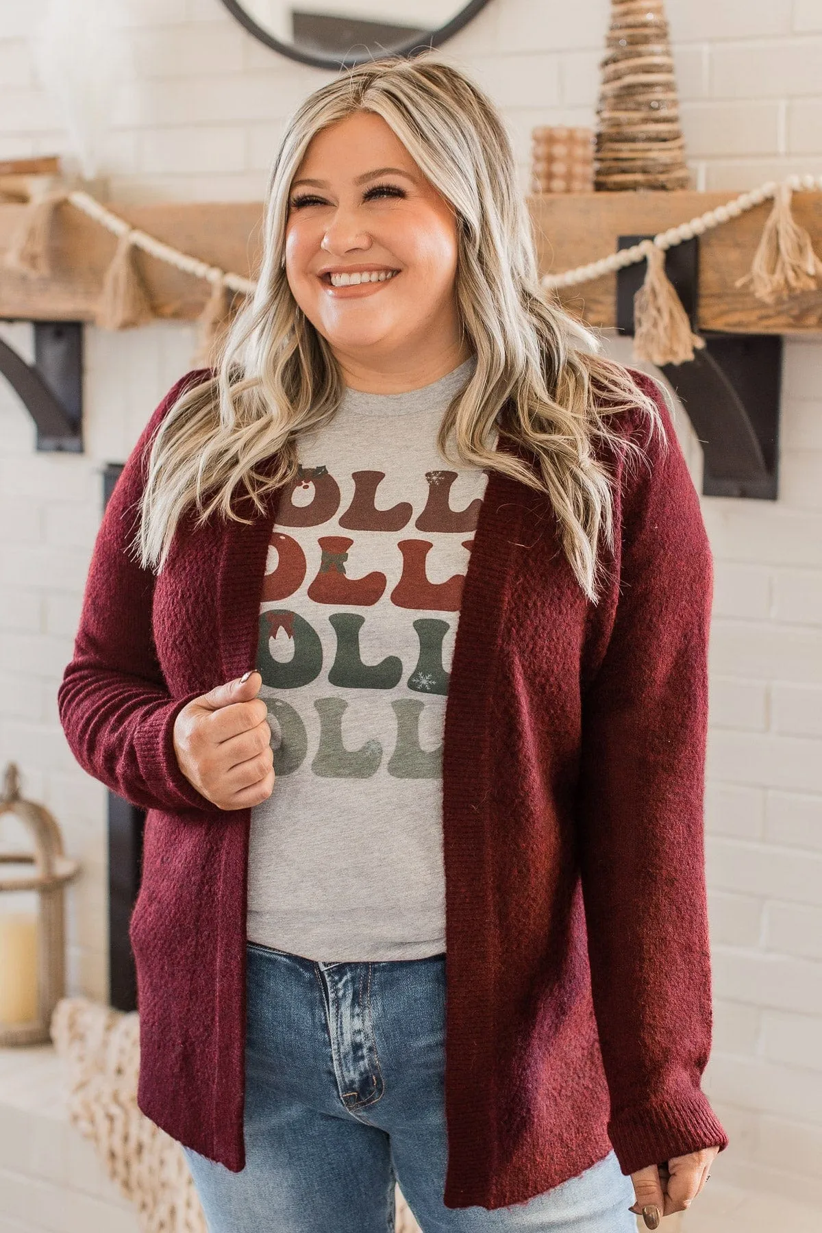 Enchanting Smiles Knit Cardigan- Deep Brick