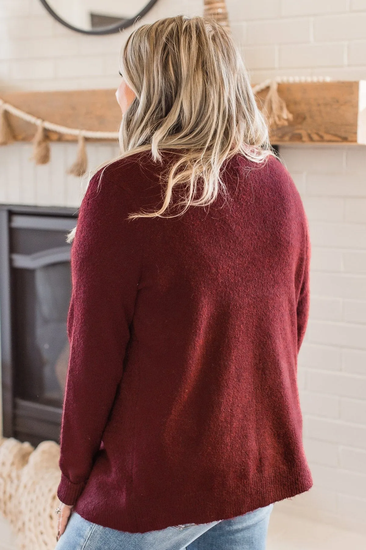 Enchanting Smiles Knit Cardigan- Deep Brick