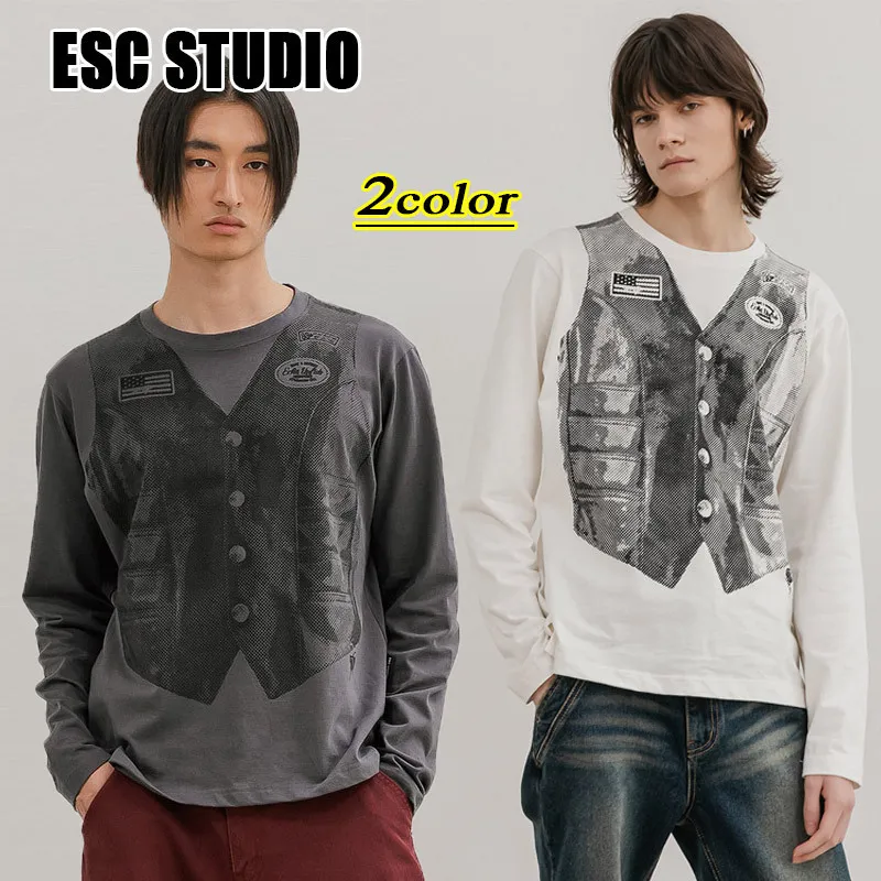 ESC STUDIO  |●ESC STUDIO● vest t-shirt (2color)