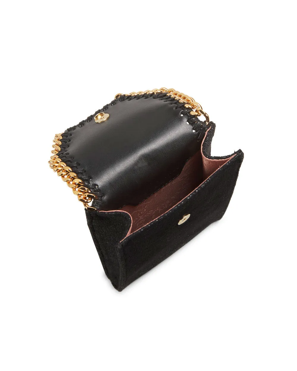 Falabella Wallet on Chain in Black and Gold