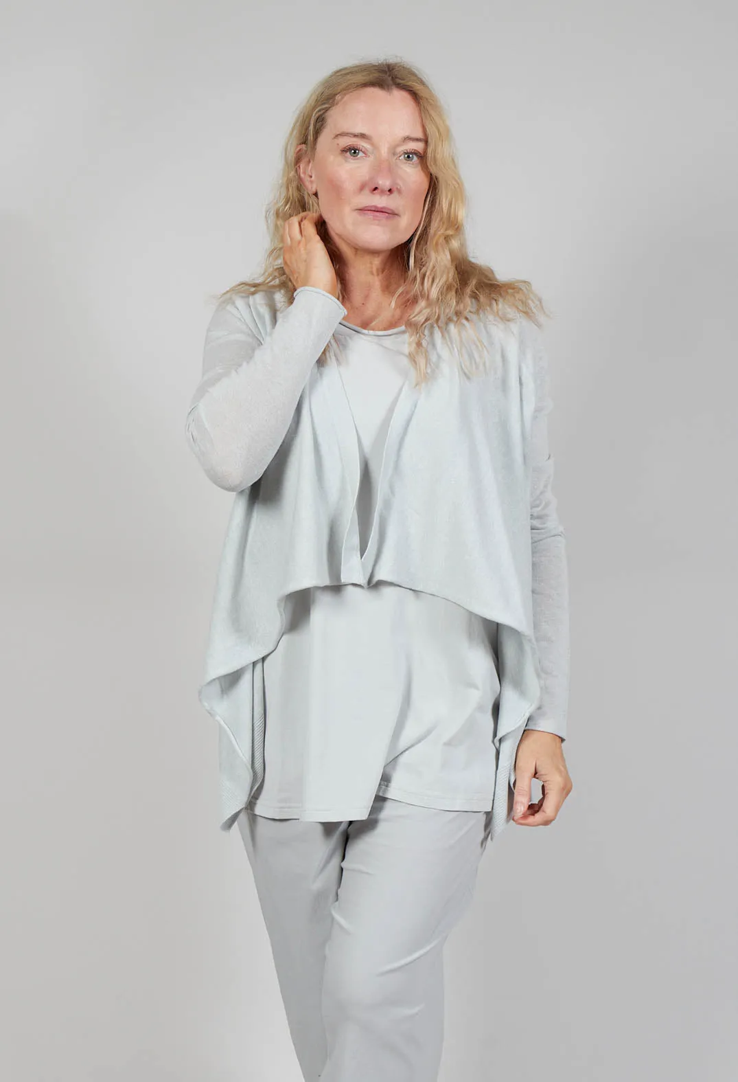 Flared Hem Short Cardigan in Grey