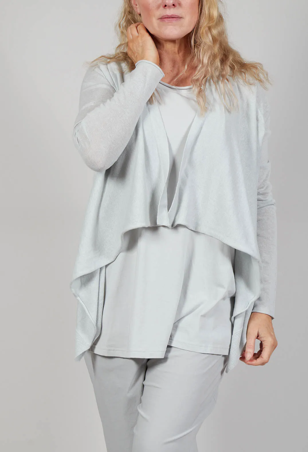 Flared Hem Short Cardigan in Grey