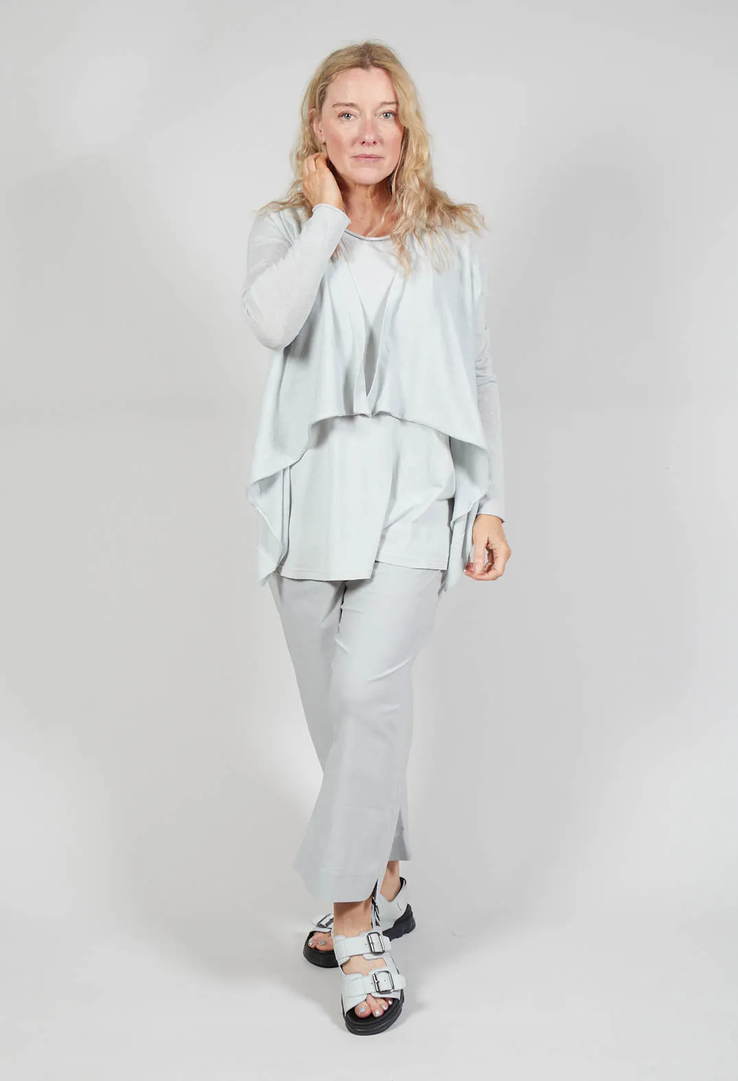 Flared Hem Short Cardigan in Grey