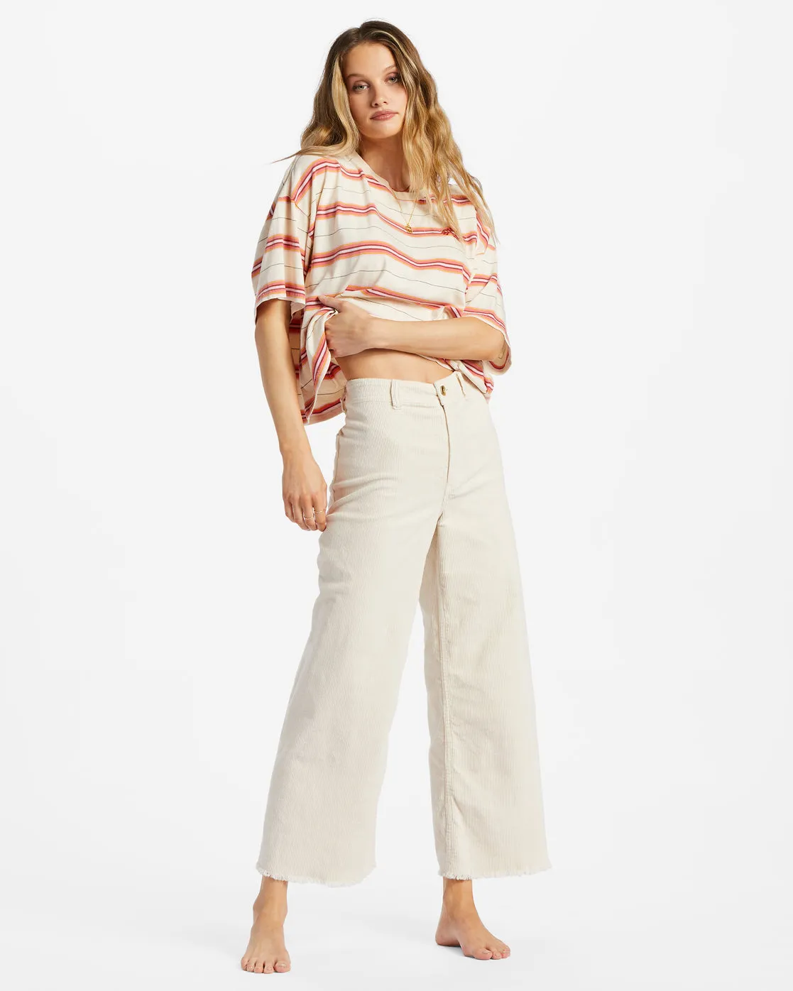 Free Fall Wide-Leg Corduroy Pants - Antique White