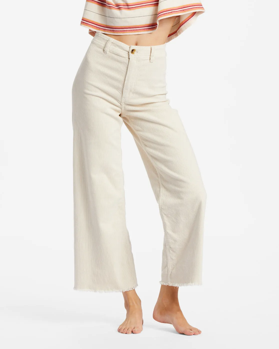 Free Fall Wide-Leg Corduroy Pants - Antique White