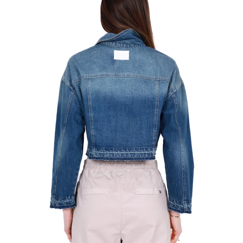 GIACCA JEANS CROPPED, BLU