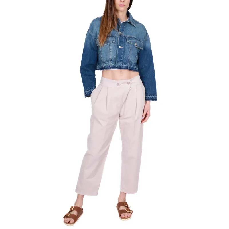 GIACCA JEANS CROPPED, BLU