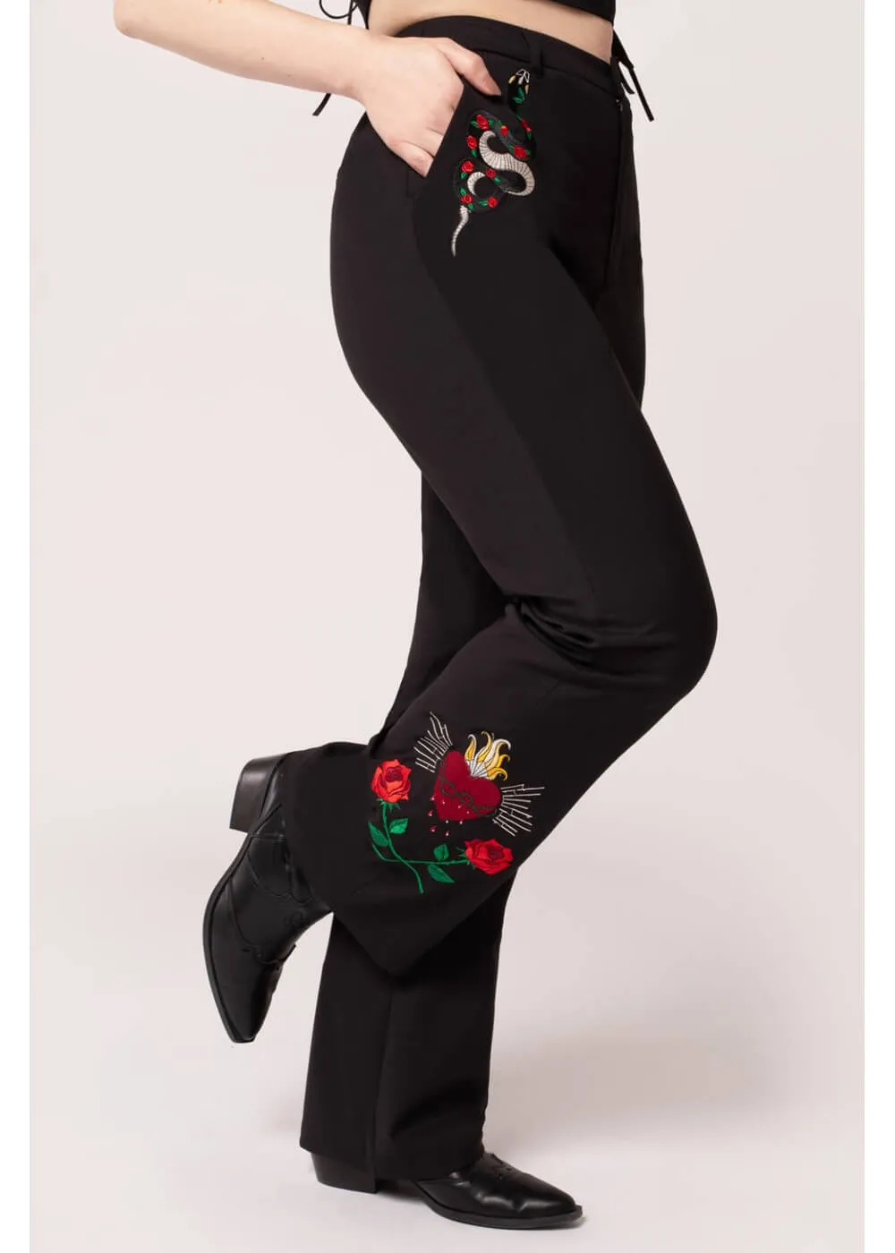 Hell Bunny Viva Maria Trousers Black