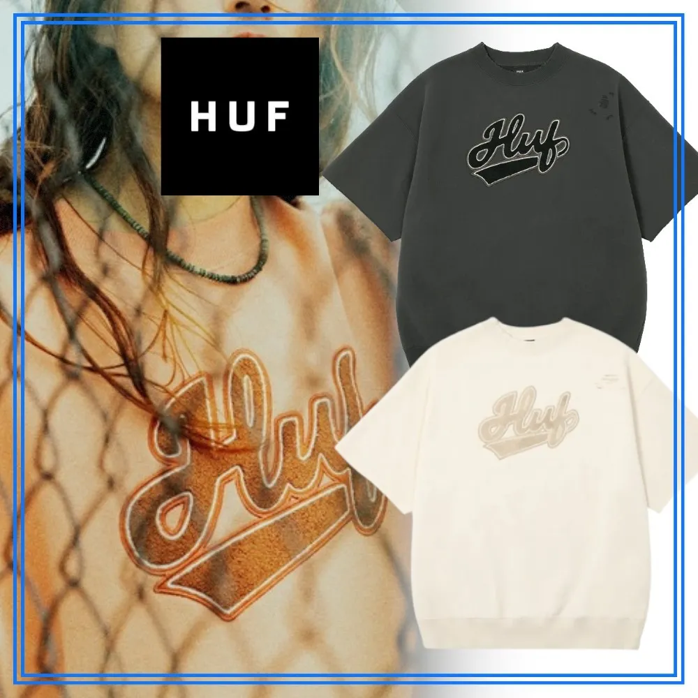 HUF  |Crew Neck Pullovers Unisex Street Style Plain Cotton