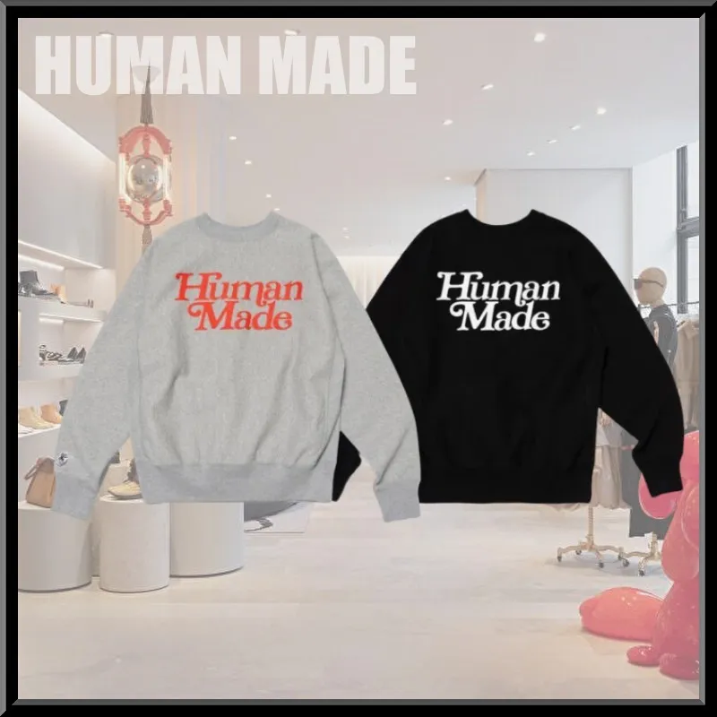 HUMAN MADE  |Crew Neck Heart Unisex Sweat Rib Street Style Bi-color