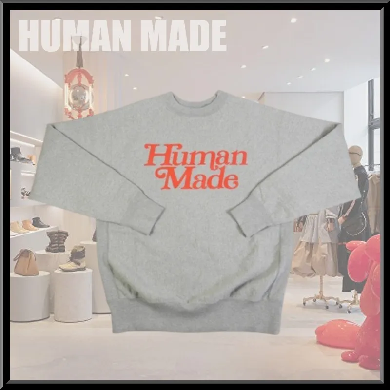 HUMAN MADE  |Crew Neck Heart Unisex Sweat Rib Street Style Bi-color