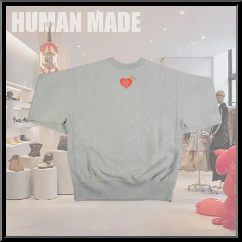 HUMAN MADE  |Crew Neck Heart Unisex Sweat Rib Street Style Bi-color