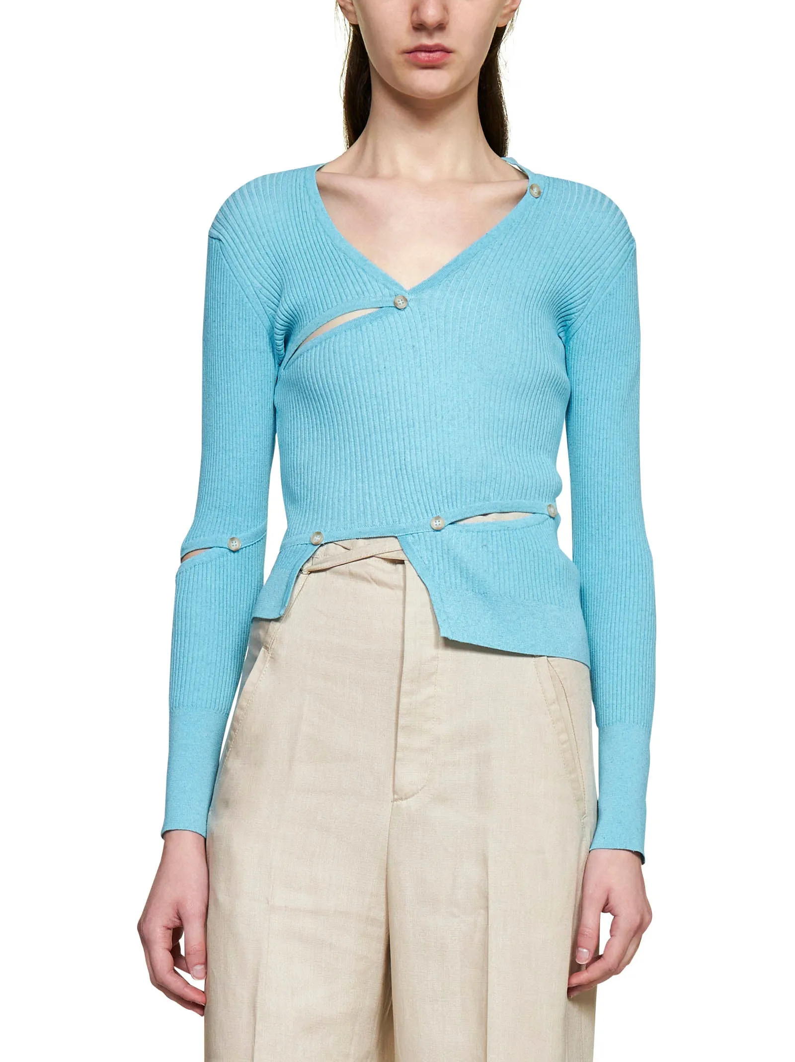 Jacquemus Cut Out Buttoned Embellished Cardigan