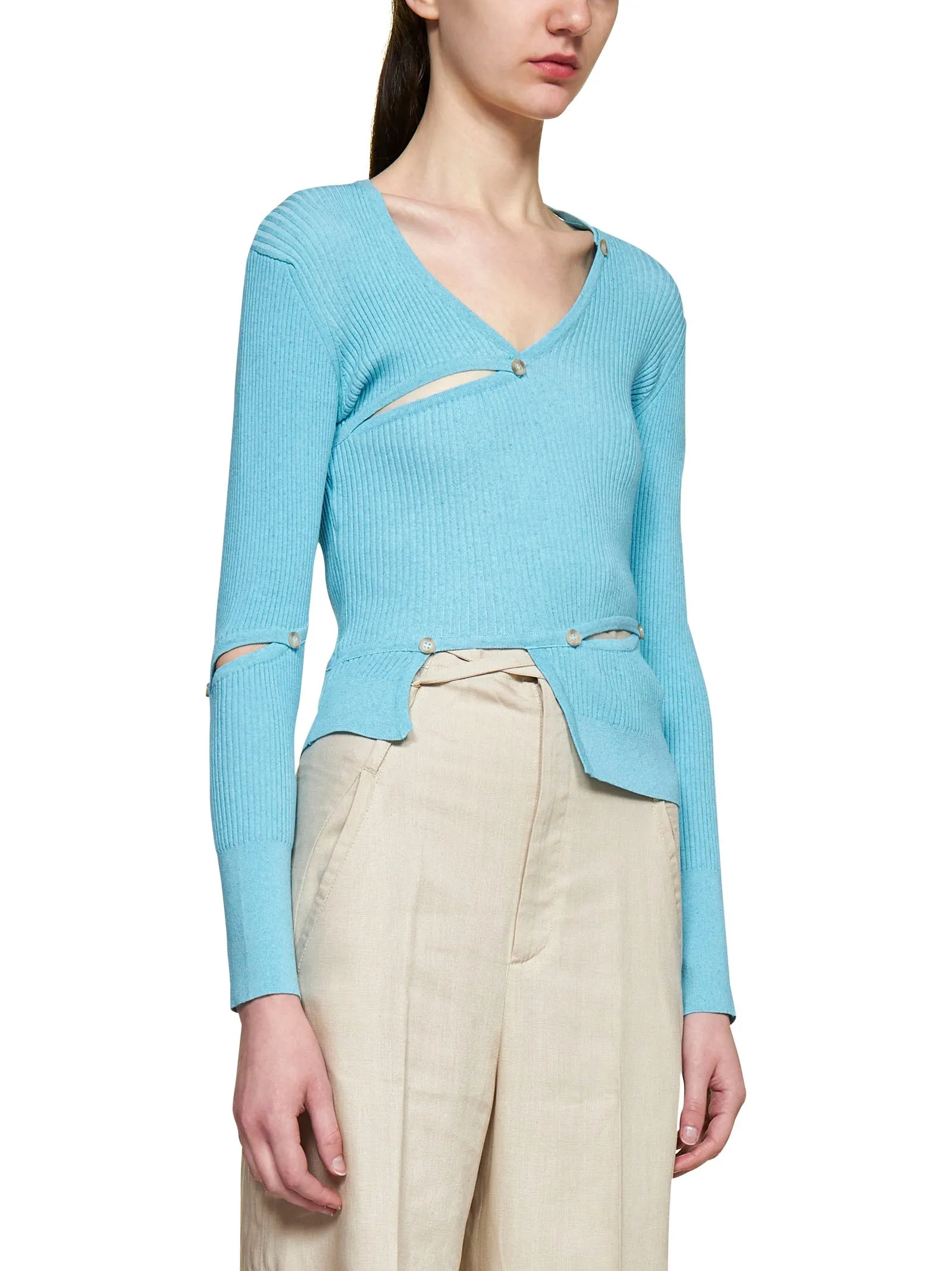 Jacquemus Cut Out Buttoned Embellished Cardigan