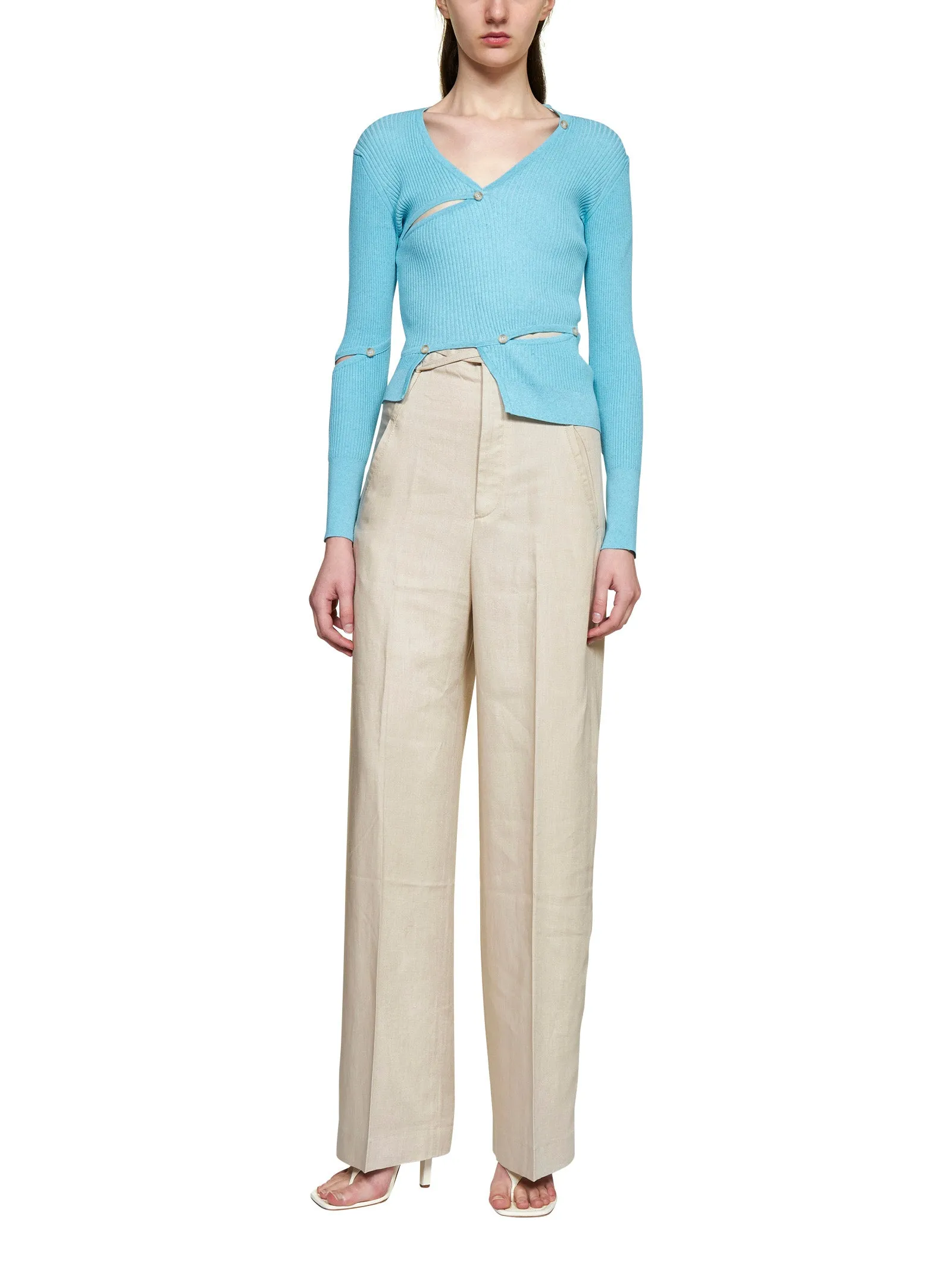 Jacquemus Cut Out Buttoned Embellished Cardigan