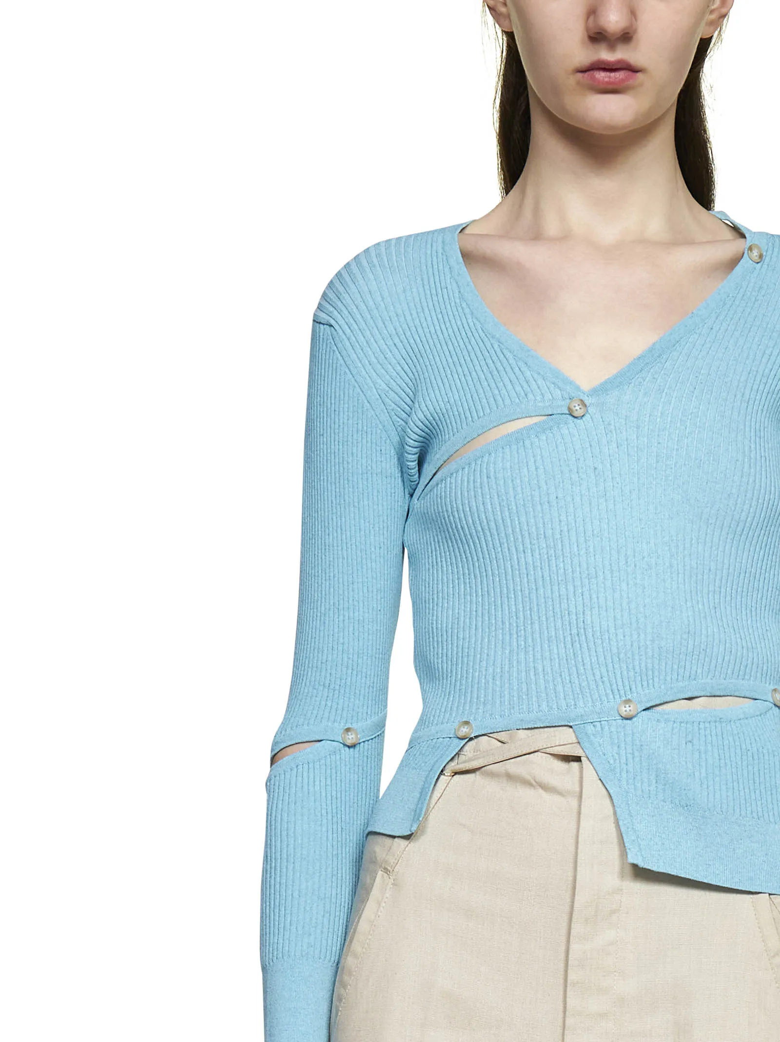 Jacquemus Cut Out Buttoned Embellished Cardigan