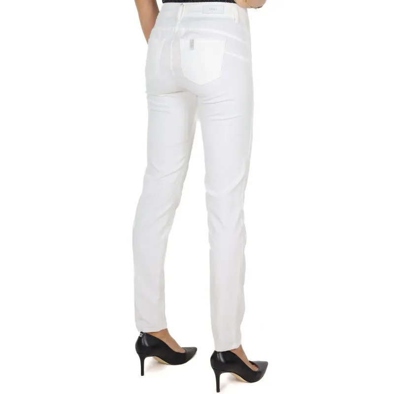 JEANS SKINNY IN VELLUTO LISCIO, BIANCO