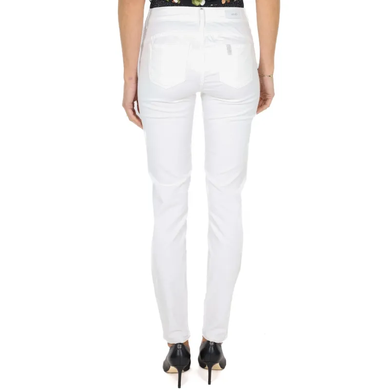 JEANS SKINNY IN VELLUTO LISCIO, BIANCO