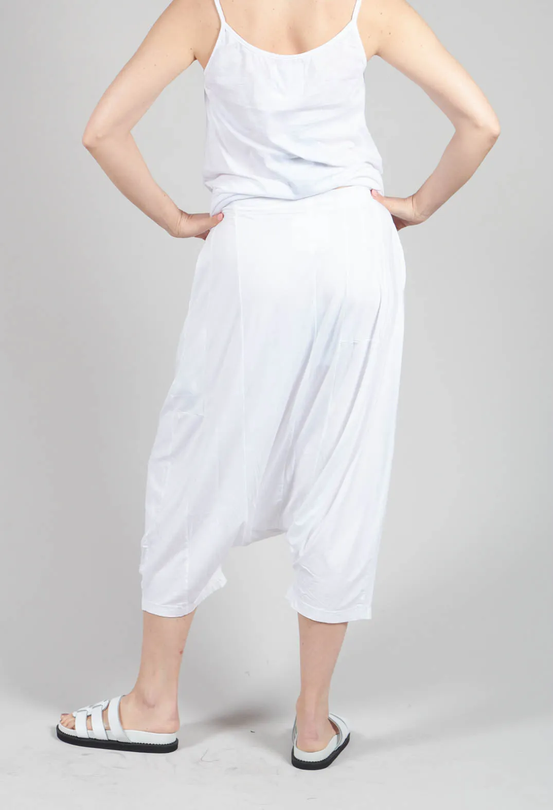 Jersey Drop-Crotch Trousers in White