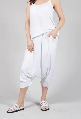 Jersey Drop-Crotch Trousers in White