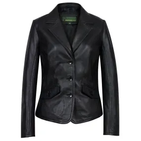 Jess: Women's Black Leather Blazer