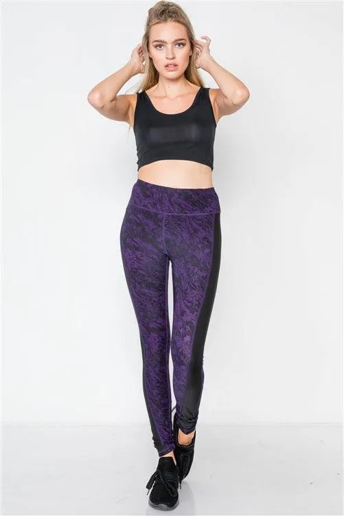 Jet Black Blackberry Watercolor Sporty Active Legging