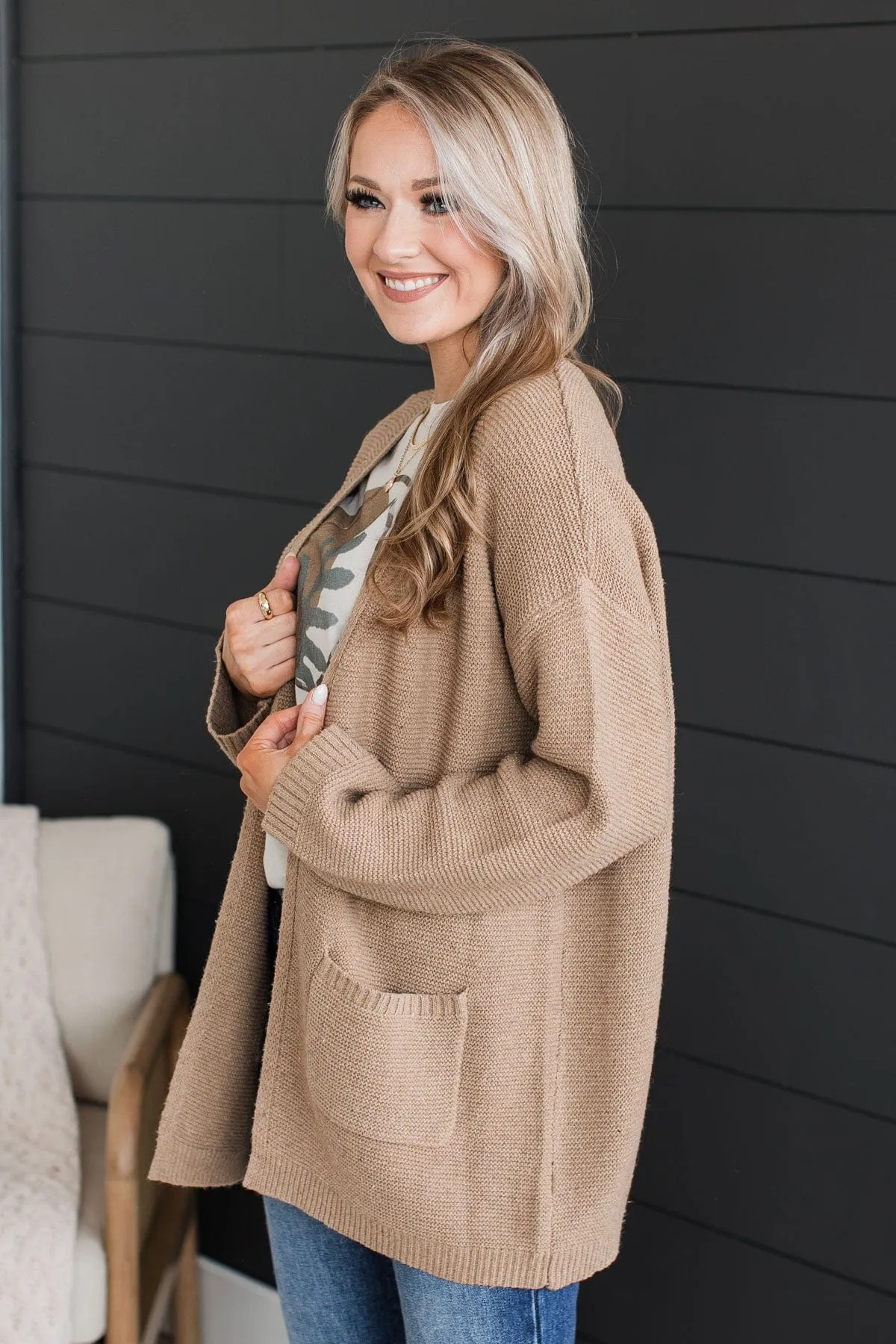 Keep Things Simple Knit Cardigan- Mocha