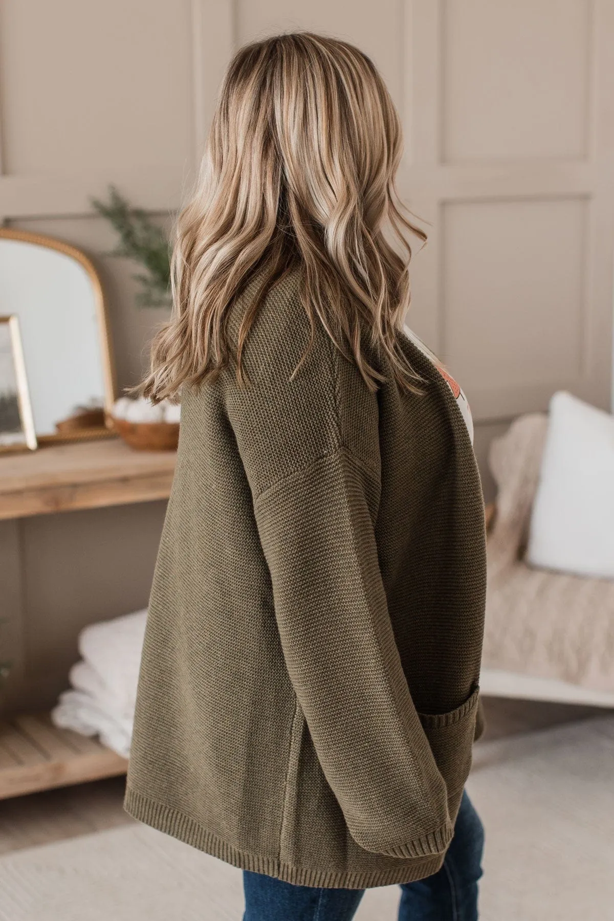 Keep Things Simple Knit Cardigan- Olive