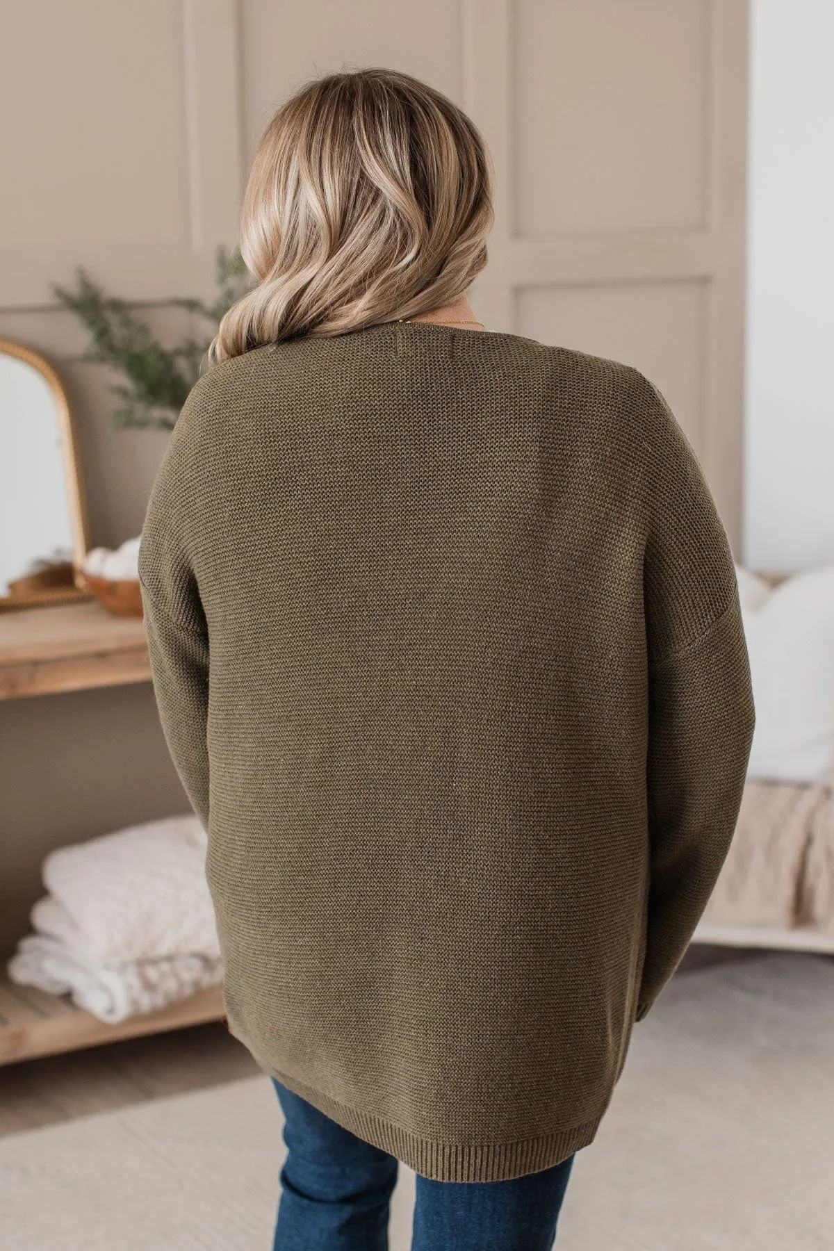 Keep Things Simple Knit Cardigan- Olive