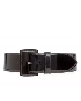 La Merveilleuse Patent Belt in Black