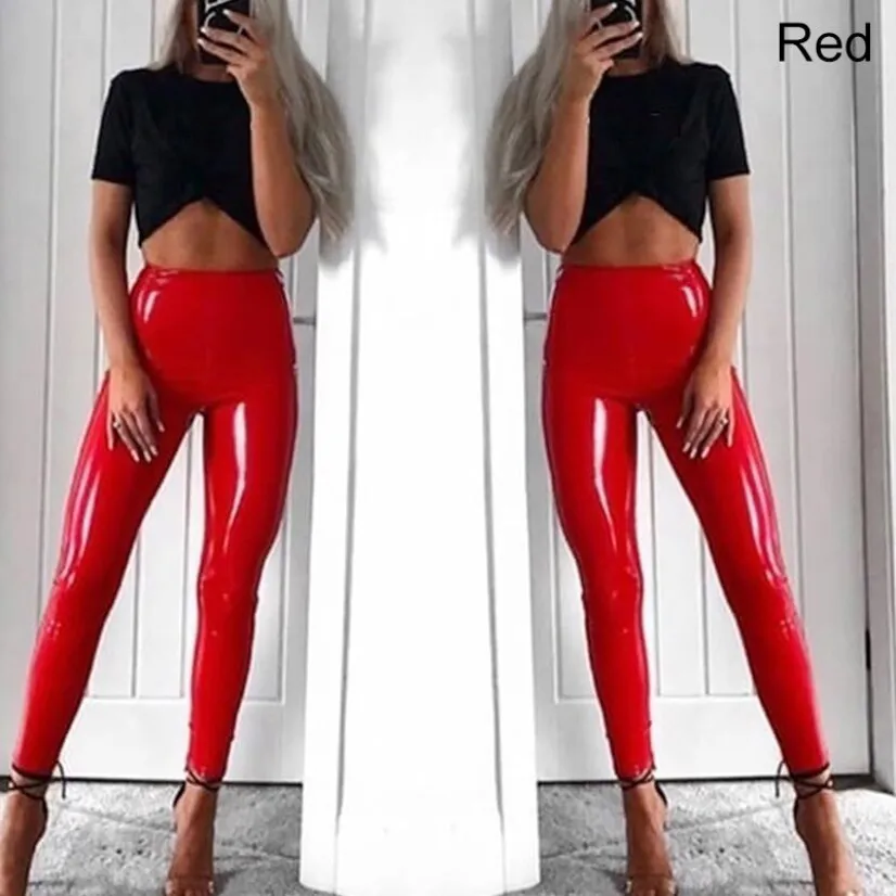 Leather Trousers Bright PU Elasticity Pants