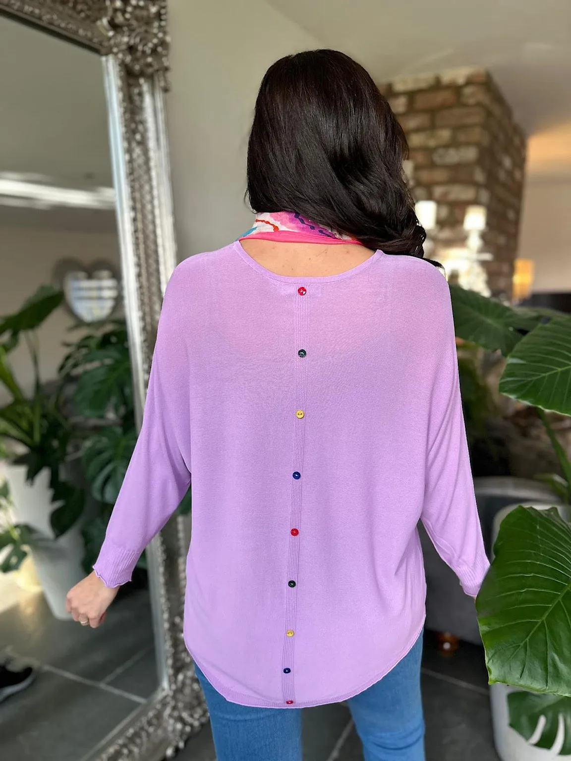 Lilac Button Back Detail Knit Top Lucia