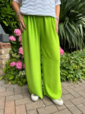 Lime Wide Leg Pocket Trousers Claudia