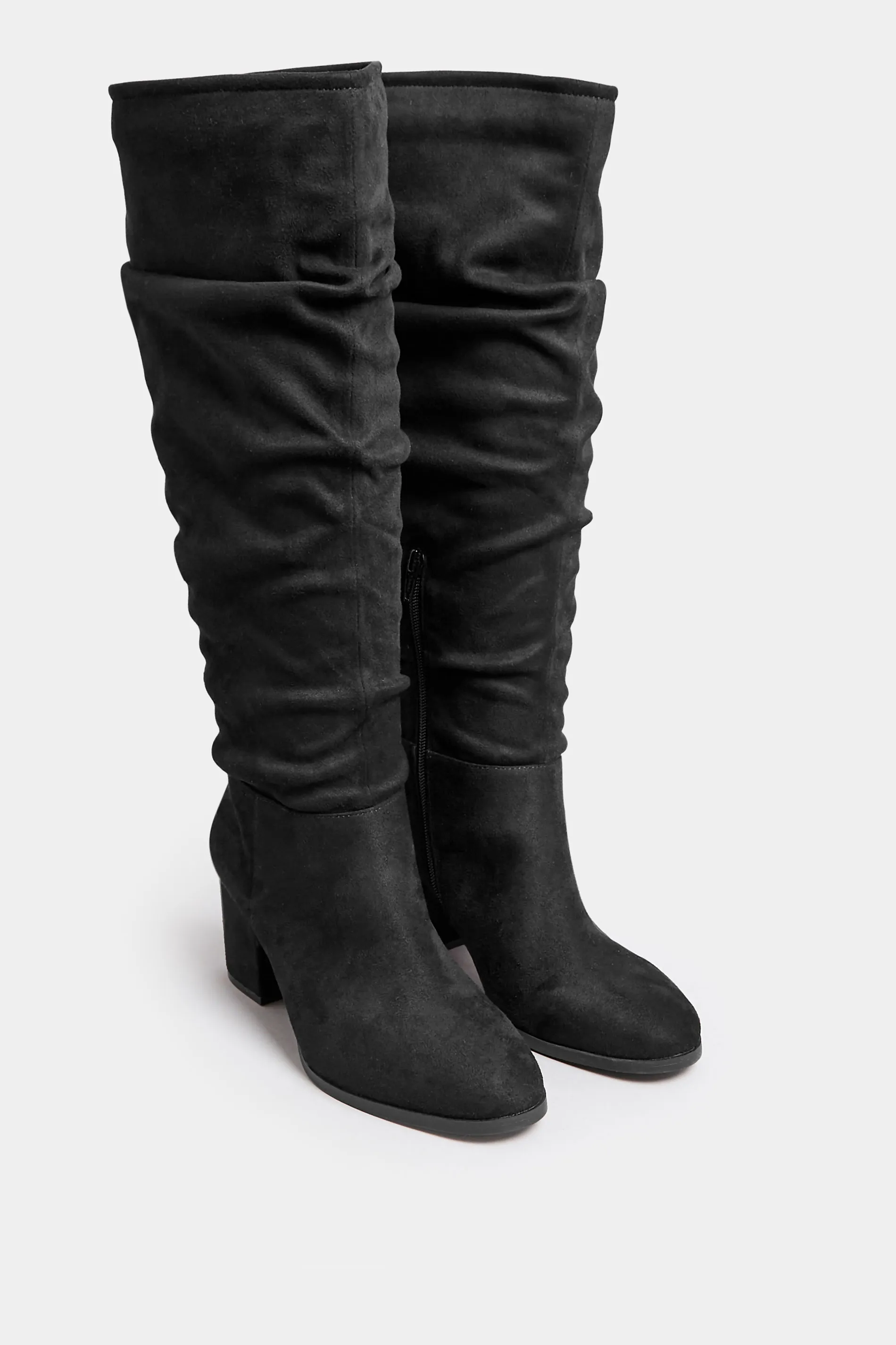 LIMITED COLLECTION Curve Black Slouch Knee High Boots In Extra Wide EEE Fit