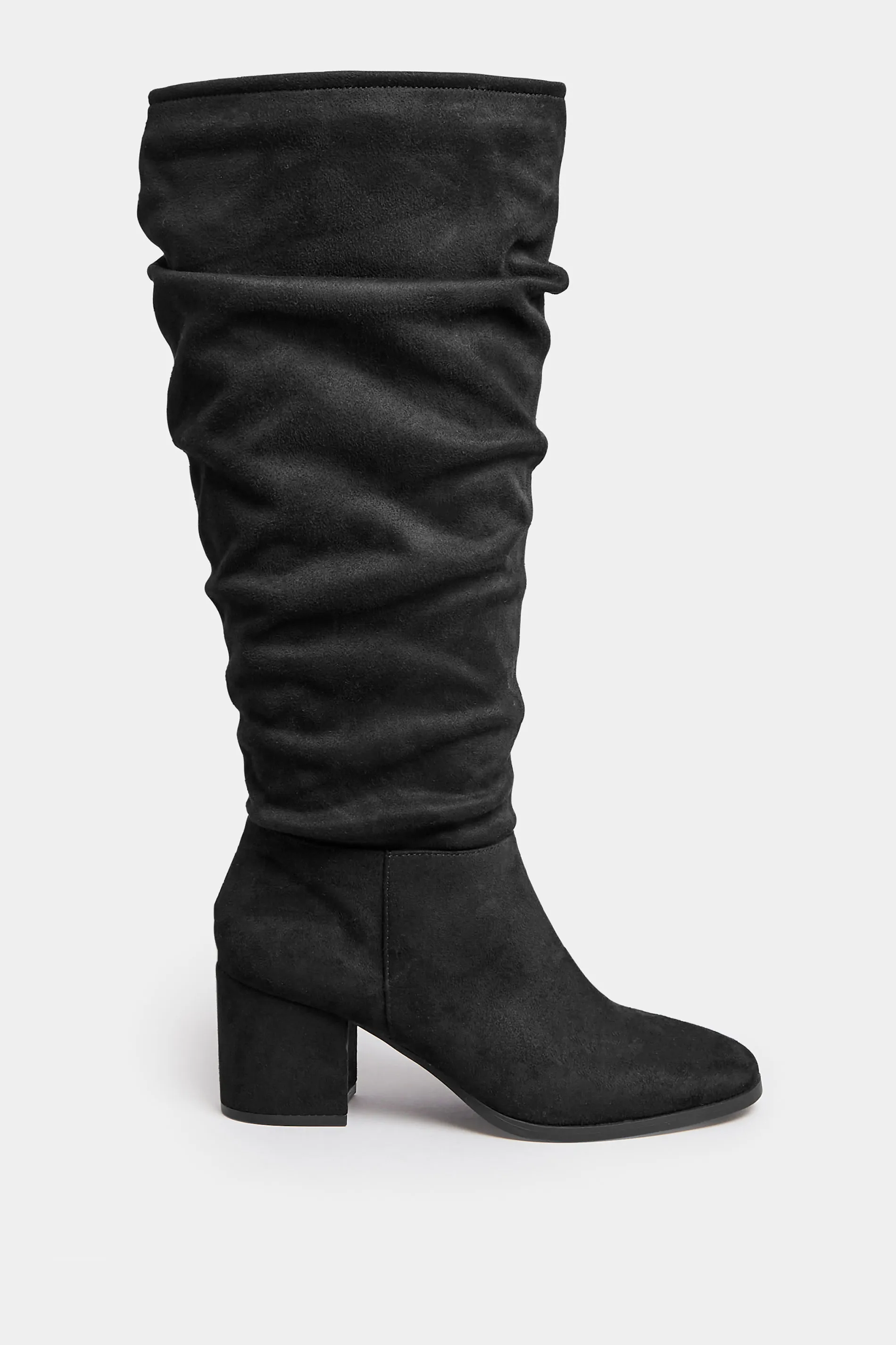 LIMITED COLLECTION Curve Black Slouch Knee High Boots In Extra Wide EEE Fit