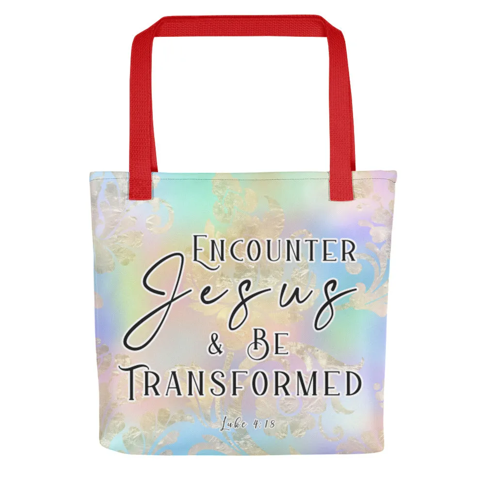 Limited Edition Premium Tote Bag - Encounter Jesus & Be Transformed (Design: Golden Spring)