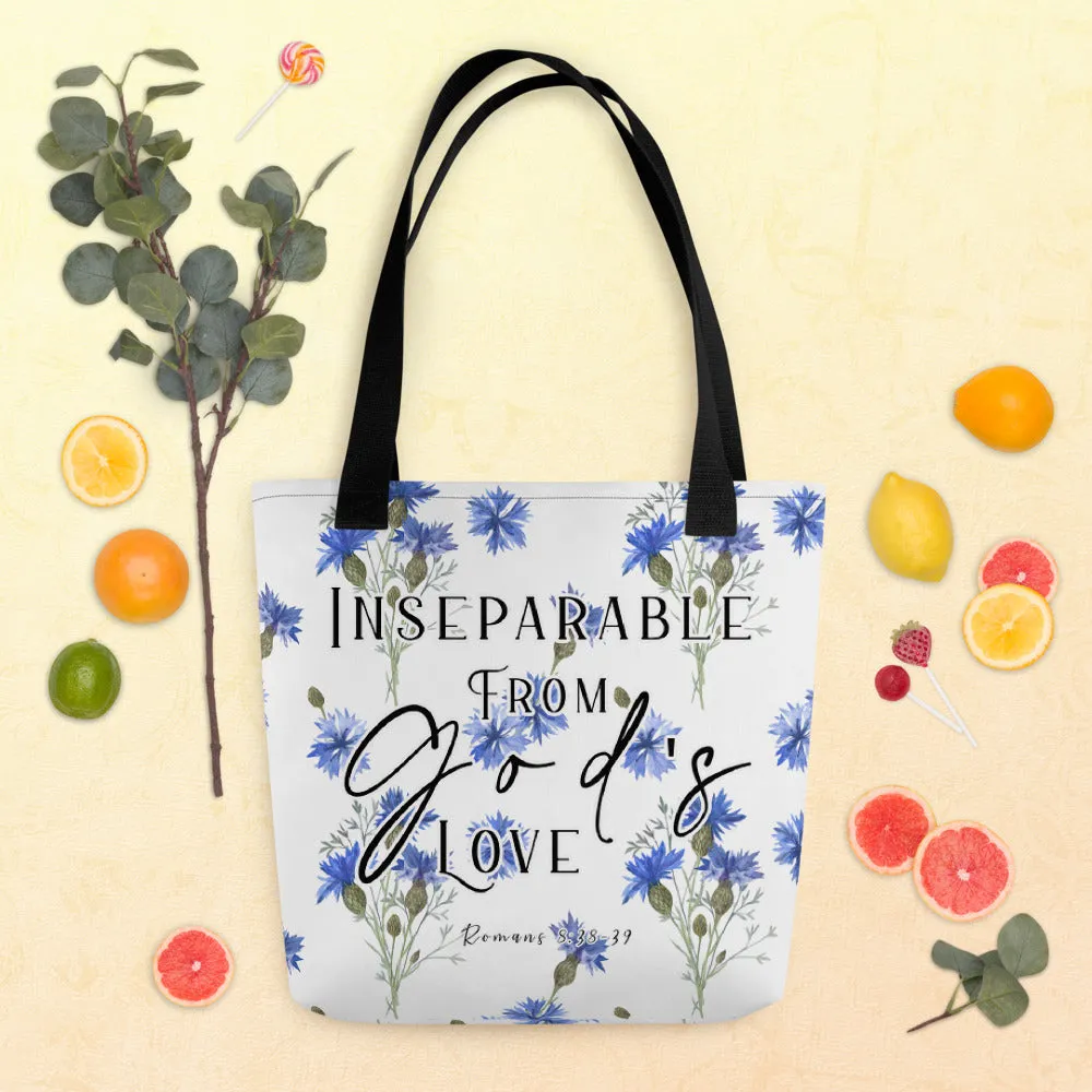 Limited Edition Premium Tote Bag - Inseparable From God's Love (Design: Blue Floral)