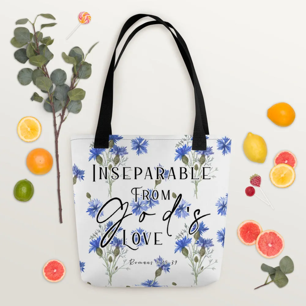 Limited Edition Premium Tote Bag - Inseparable From God's Love (Design: Blue Floral)